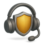 Icône casque avec bouclier — support utilisateur