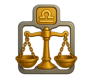 Icône balance dorée — symbole d'équilibre et de confiance